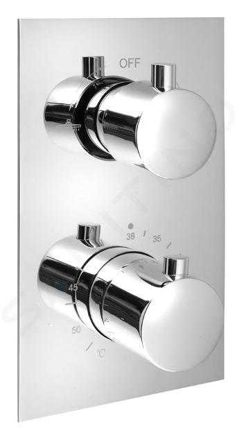 Sapho Kimura - Mitigeur thermostatique de douche avec boîtier encastré, pour 2 appareils, chromé KU382