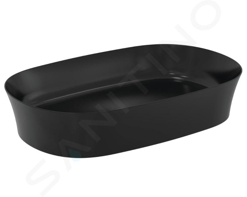Ideal Standard Ipalyss - Lavabo sobre encimera, 60x38 cm, sin rebosadero, negro mate E1396V3