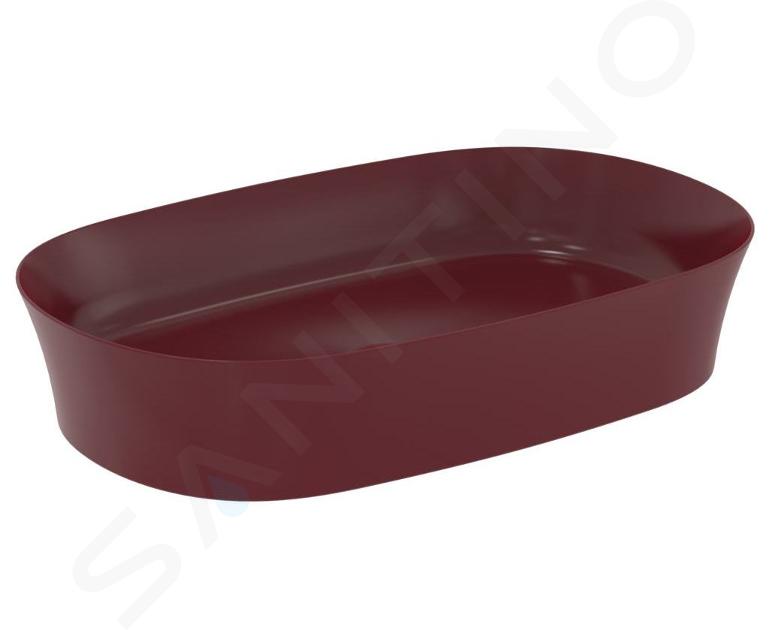 Ideal Standard Ipalyss - Lavabo sobre encimera, 60x38 cm, sin rebosadero, Pomegranate E1396V6