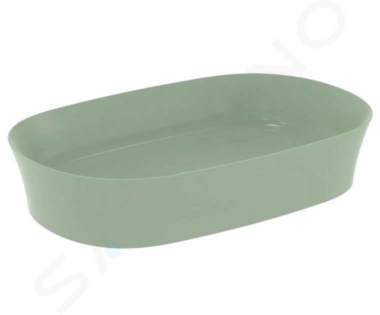 Ideal Standard Ipalyss - Lavabo da appoggio, 600x380 mm, senza troppopieno, Sage E1396X9