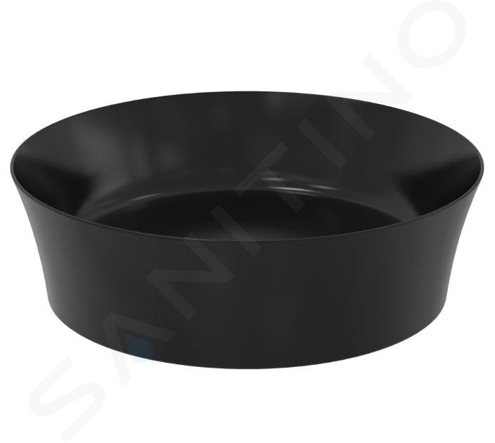 Ideal Standard Ipalyss - Mosdókagyló, átmérő 400 mm, túlfolyó nélkül, matt fekete színű E1398V3