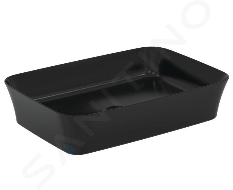 Ideal Standard Ipalyss - Pultra szerelhető mosdókagyló, 550x380 mm, túlfolyó nélkül, matt fekete színben E2076V3