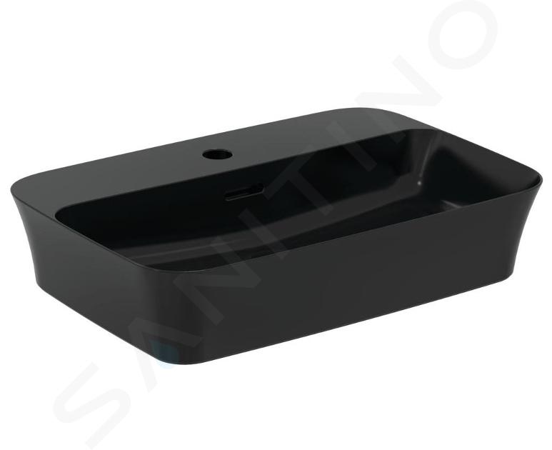 Ideal Standard Ipalyss - Lavabo da appoggio, 550x380 mm, con troppopieno, foro per miscelatore, nero opaco E2077V3