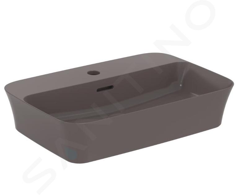 Ideal Standard Ipalyss - Mosdókagyló pultra, 550x380 mm, túlfolyóval, csapfurattal, pala szürke E2077V5