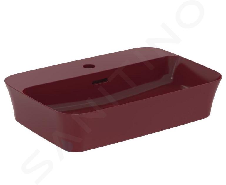 Ideal Standard Ipalyss - Mosdókagyló pultra, 550x380 mm, túlfolyóval, csapfurattal, gránátalma E2077V6