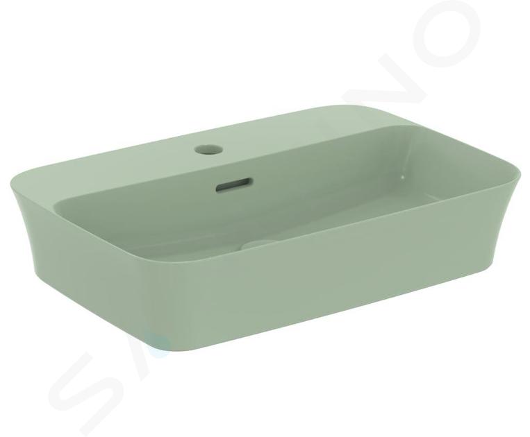 Ideal Standard Ipalyss - Lavabo da appoggio, 550x380 mm, con troppopieno, foro per miscelatore, Sage E2077X9