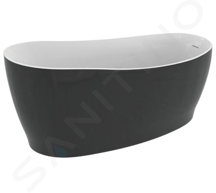 Ideal Standard Around - Asymmetrische Badewanne freistehend 1800x850 mm, Weiß glänzend/Schwarz glänzend K8715V2