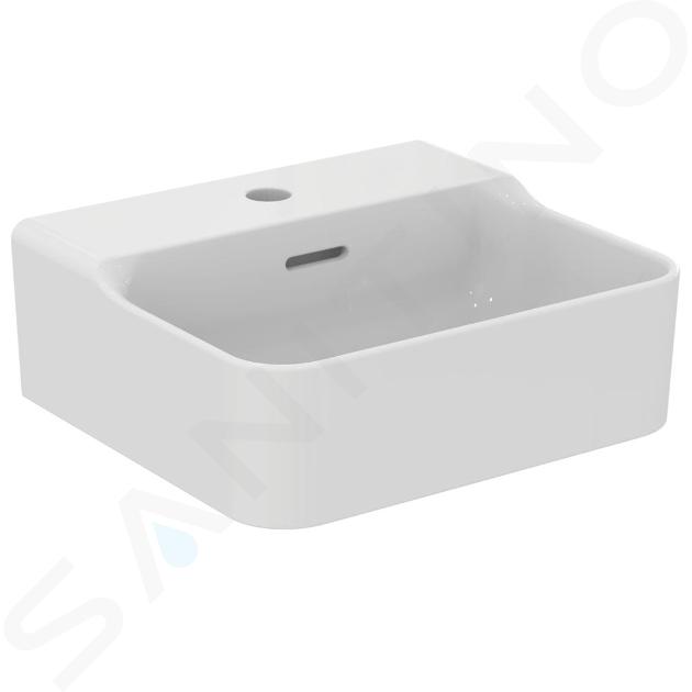 Ideal Standard Conca Ceram - Mosdókagyló 400x350 mm, túlfolyóval, csaptelep lyukkal, fehér színben T369501