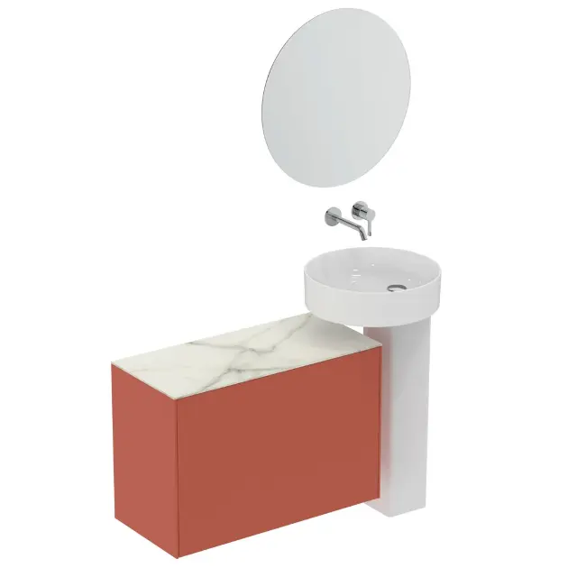 Ideal Standard Conca Ceram - Lavabo doppio da appoggio 1200x450 mm, con  troppopieno, senza foro per miscelatore, bianco T384101