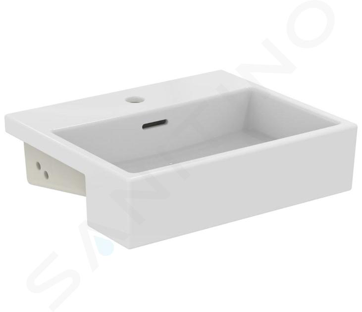 Ideal Standard Extra - Lavabo da semincasso, 500x420 mm, con troppopieno, foro per miscelatore, bianco T373501