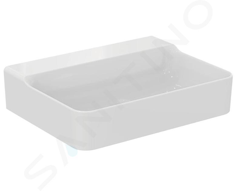 Ideal Standard Conca Ceram - Mosdókagyló 600x450 mm, túlfolyó nélkül, csapfurat nélkül, fehér színben T379201