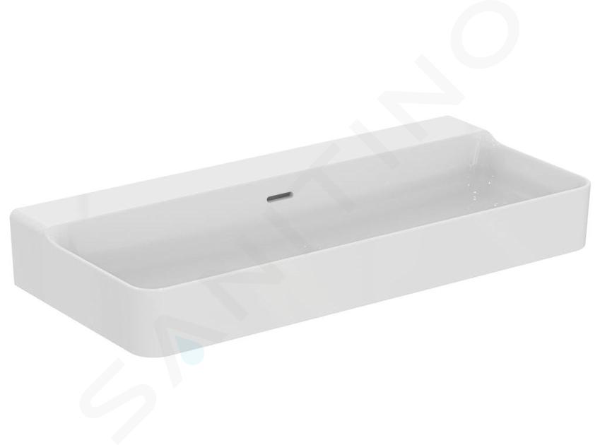 Ideal Standard Conca Ceram - Lavabo 1000x450 mm, con rebosadero, sin orificio para grifo, blanco T379901