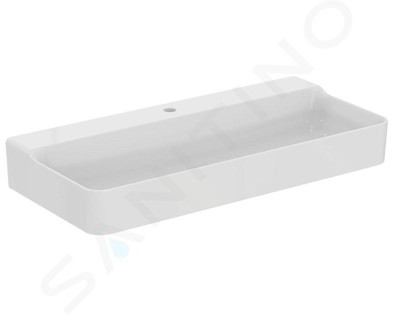 Ideal Standard Conca Ceram - Mosdókagyló 1000x450 mm, túlfolyó nélkül, csapfurattal, fehér színben T380001