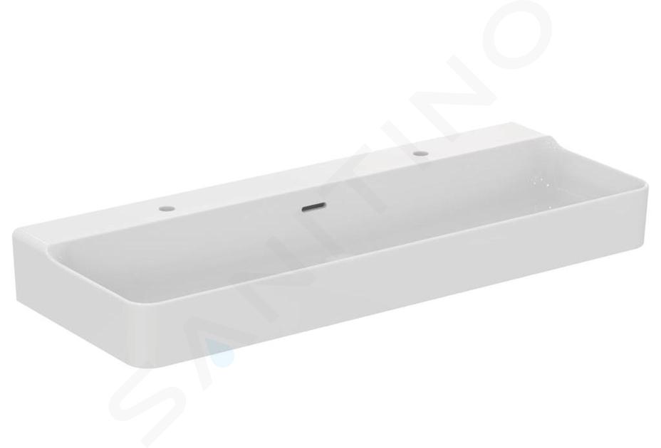 Ideal Standard Conca Ceram - Lavabo doble 1200x450 mm, con rebosadero, orificios para grifo, blanco T380301