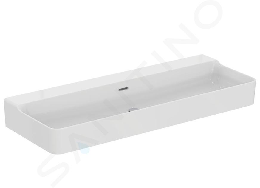 Ideal Standard Conca Ceram - Lavabo doble 1200x450 mm, con rebosadero, sin orificio para grifo, blanco T380501