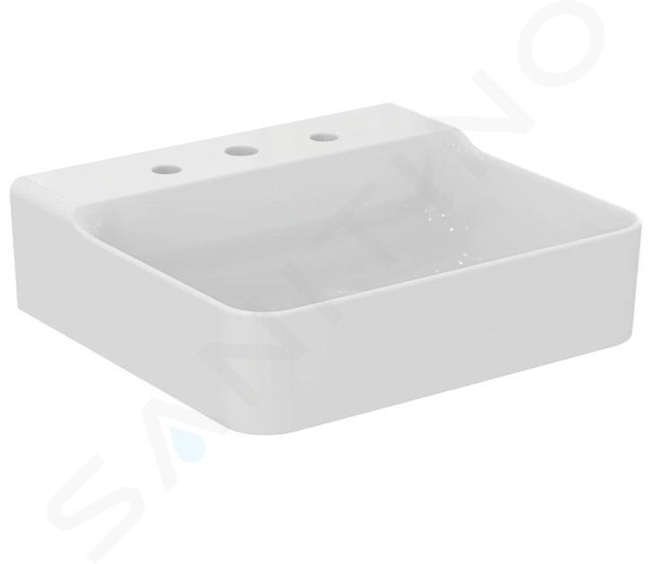 Ideal Standard Conca Ceram - Lavabo da appoggio 50x45 cm, senza troppopieno, 3 fori per miscelatore, bianco T381601