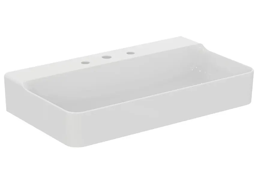 Levně Ideal Standard Conca Ceram - Umyvadlo na desku 80x45 cm, bez přepadu, 3 otvory pro baterii, bílá T383001