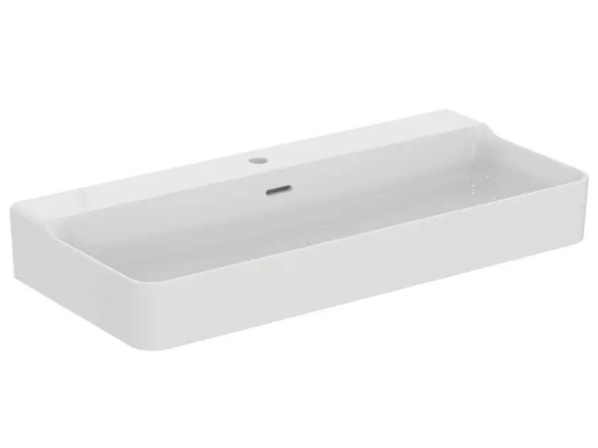 Levně Ideal Standard Conca Ceram - Umyvadlo na desku 100x45 cm, s přepadem, otvor pro baterii, bílá T383201
