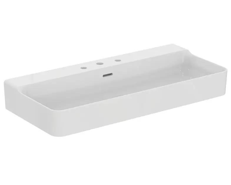 Levně Ideal Standard Conca Ceram - Umyvadlo na desku 100x45 cm, s přepadem, 3 otvory pro baterii, bílá T383301
