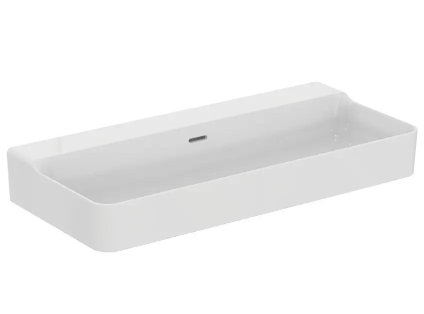 Levně Ideal Standard Conca Ceram - Umyvadlo na desku 100x45 cm, s přepadem, bez otvoru pro baterii, bílá T383401
