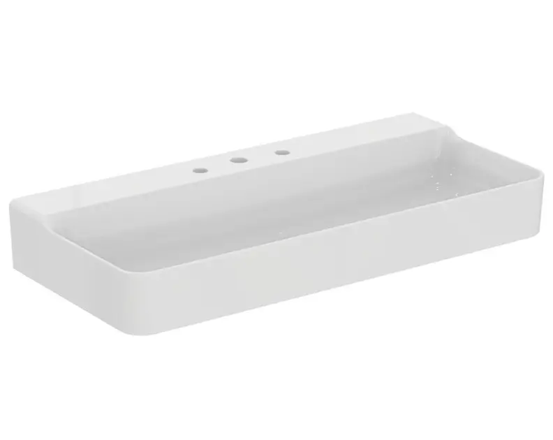 Levně Ideal Standard Conca Ceram - Umyvadlo na desku 100x45 cm, bez přepadu, 3 otvory pro baterii, bílá T383601