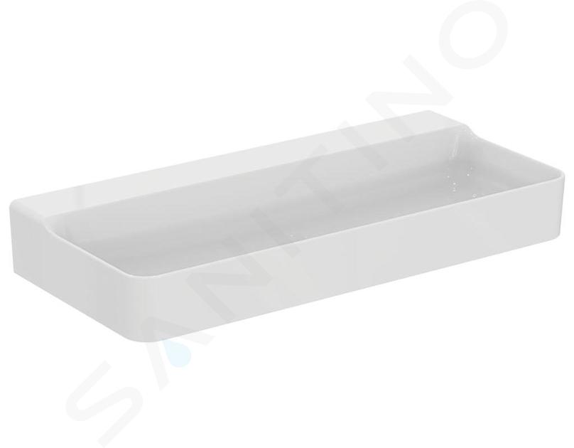 Ideal Standard Conca Ceram - Umyvadlo na desku 100x45 cm, bez přepadu, bez otvoru pro baterii, bílá T383701