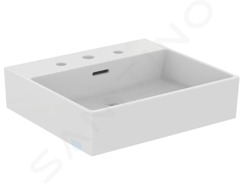 Ideal Standard Extra - Lavabo sobre encimera 500x450 mm, con rebosadero, 3 orificios, blanco T388501