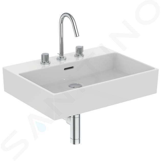 Ideal Standard Extra - Umyvadlo 600x450 mm, s přepadem, 3 otvory pro baterii, bílá T388701