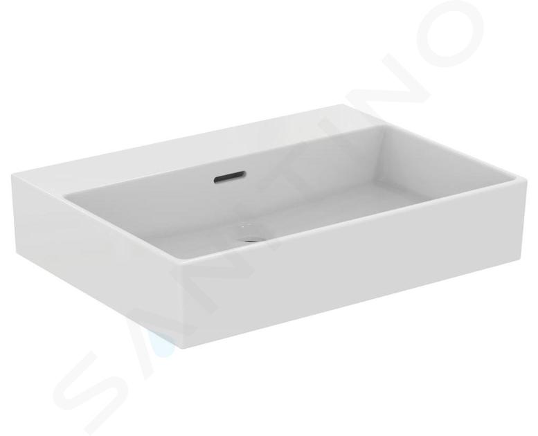 Ideal Standard Extra - Lavabo da appoggio 60x45 cm, con troppopieno, senza foro per miscelatore, bianco T389101