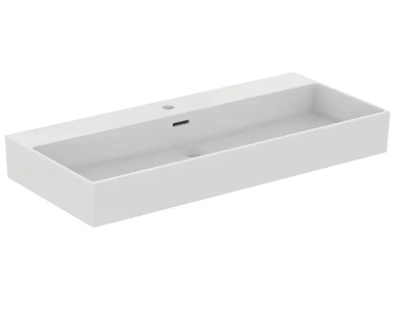 Ideal Standard Extra - Lavabo da appoggio 100x45 cm, con troppopieno, foro per miscelatore, bianco T390501