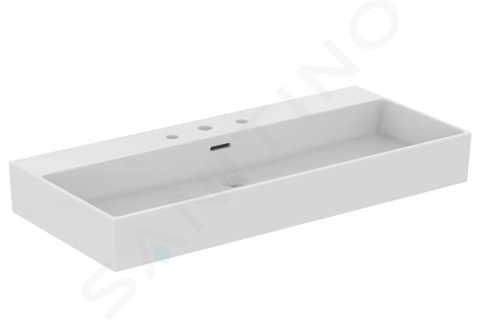 Ideal Standard Extra - Lavabo sobre encimera 1000x450 mm, con rebosadero, 3 orificios, blanco T390701