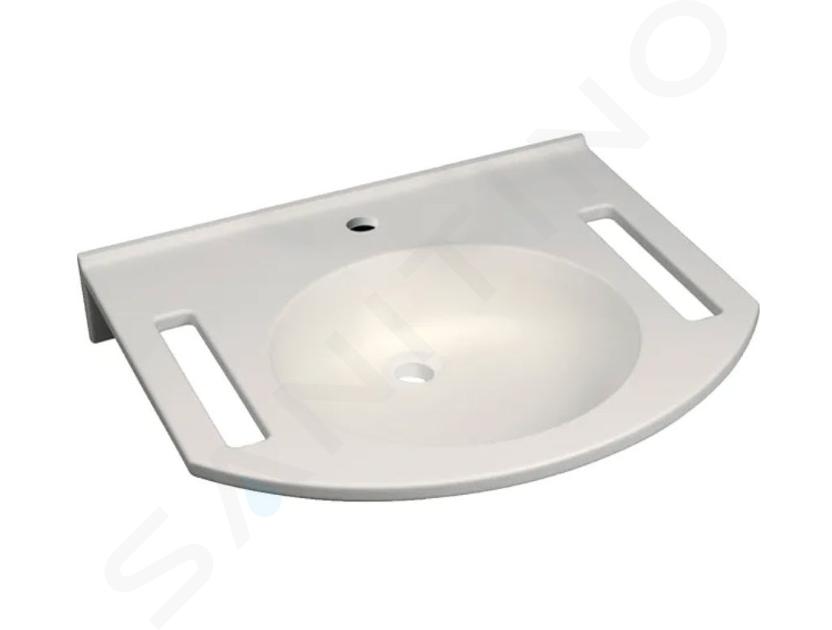 Geberit Publica - Lavabo adapté aux PMR, 600x550x115 mm, sans trop-plein, trou de robinetterie, blanc alpin 402160016