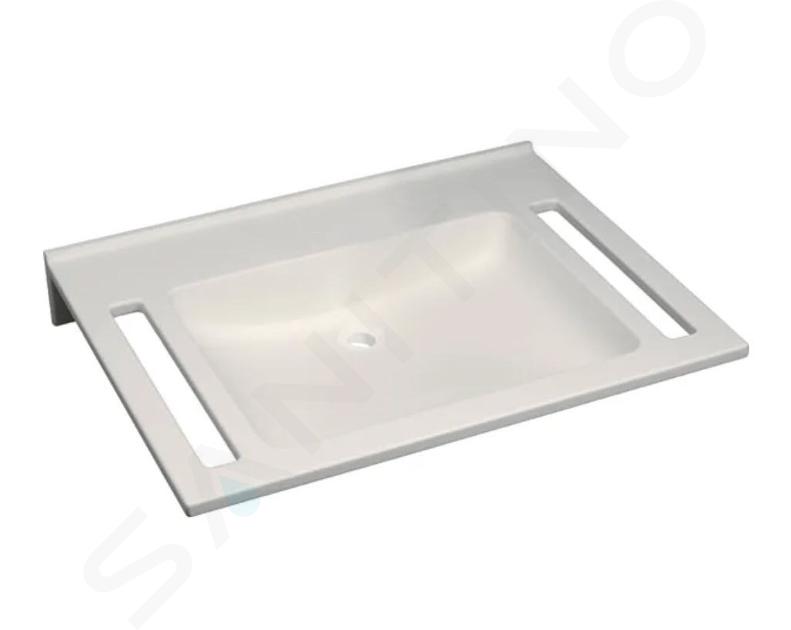 Geberit Publica - Lavabo adapté aux PMR, 700x550x115 mm, sans trop-plein, sans trou pour le robinet, blanc alpin 501.043.11.1