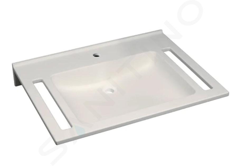 Geberit Publica - Lavoar pentru baie, cu acces liber, 70x55x12 cm, fără preaplin, orificiu pentru baterie, alb alpin 402170016
