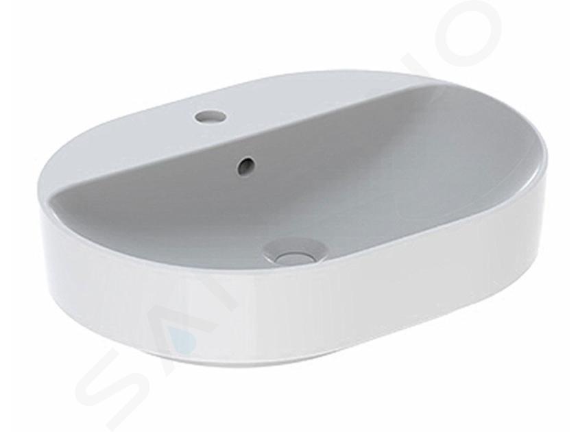 Geberit VariForm - Lavabo da appoggio 600x450 mm, con troppopieno, foro per miscelatore, bianco 500.777.01.2