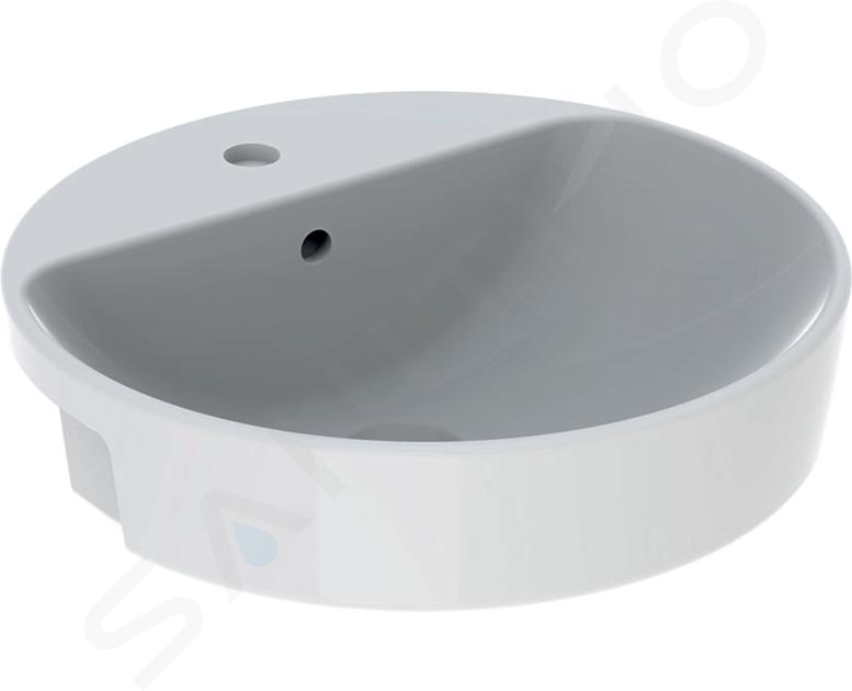 Geberit VariForm - Lavoar semi-încastrat, diametru 50 cm, cu preaplin, orificiu pentru baterie, alb 500.782.01.2