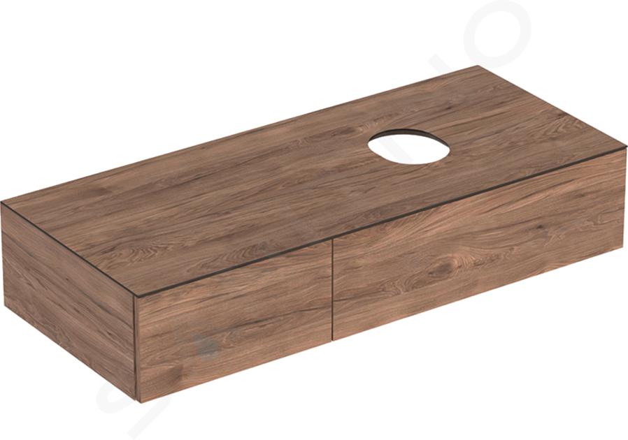 Geberit VariForm - Wastafelonderkast, 120x51x24 cm, met twee laden en sifon, notenhout 501.174.00.1