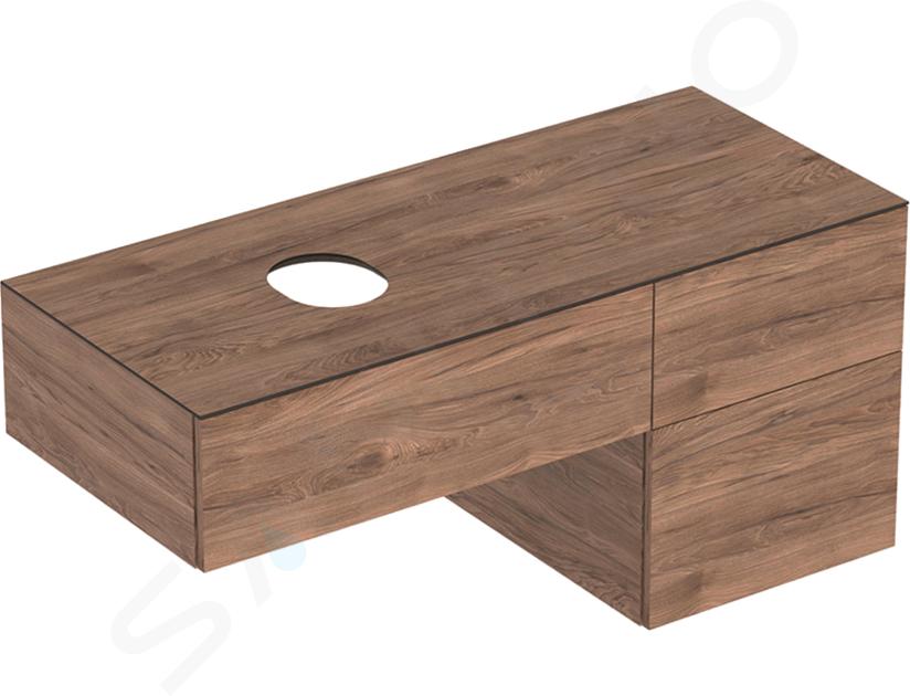 Geberit VariForm - Wastafelonderkast, 1200x510x550 mm, met drie laden en sifon, notenhout 501.186.00.1