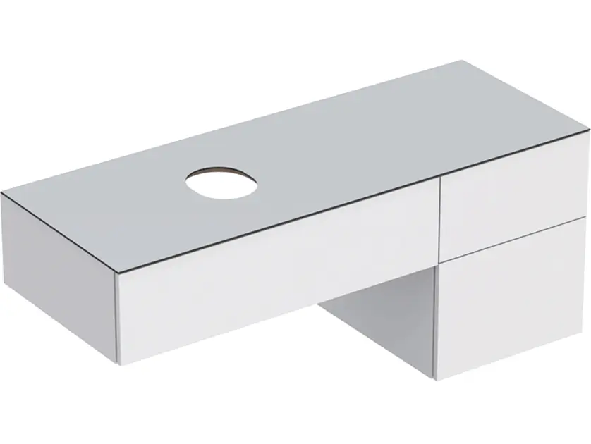 Geberit VariForm - Waschtischunterschrank, 135x51x55 cm, 3 Schubladen und Geruchsverschluss, weiß glänzend/weiß matt 501.189.00.1