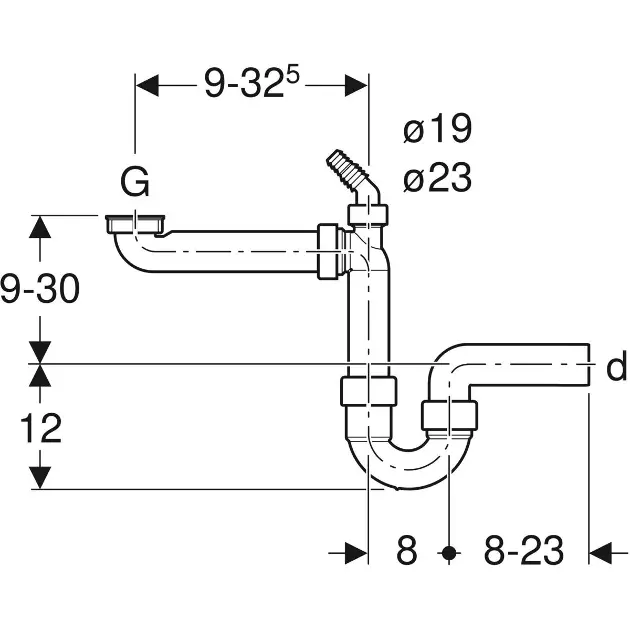 Geberit Accessori - Sifone salvaspazio Clou per lavabo, comando a saltarello,  cromo 152.013.21.1