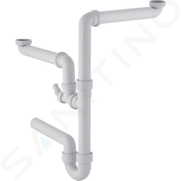 Geberit Accessori - Sifone per lavello doppio, con fascetta stringitubo angolata, uscita orizzontale, d 40 mm 152.886.11.1