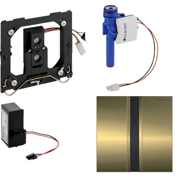 Geberit Spoelsystemen - Urinoirstuursysteem met elektronische spoelactivering, netvoeding, bedieningsplaat type 50, messing 116.026.QF.1