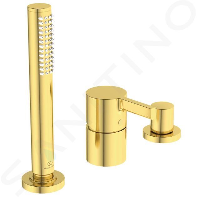 Ideal Standard Joy - Kád peremkeverő, 3 lyukú beépítés, Brushed Gold BC788A2