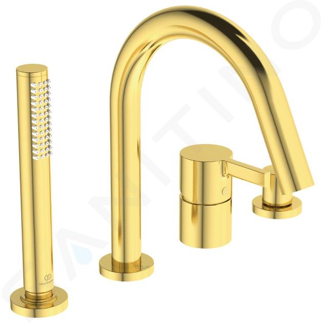 Ideal Standard Joy - Kád peremkeverő, 4 lyukú beépítés, Brushed Gold BC789A2