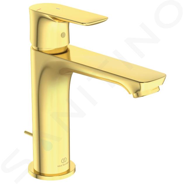 Ideal Standard Connect Air - Miscelatore da lavabo Grande Slim con sistema di scarico, BlueStart, Brushed Gold A7013A2