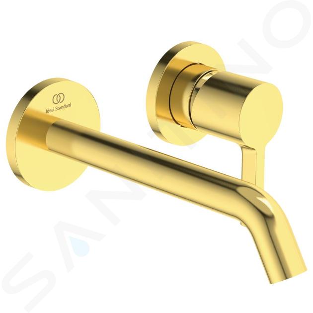 Ideal Standard Joy - Grifo de lavabo empotrado, caño 18 cm, 2 orificios, Brushed Gold A7378A2