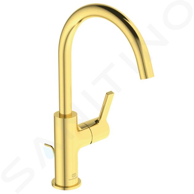 Ideal Standard Joy - Miscelatore da lavabo con sistema di scarico, Brushed Gold BC777A2