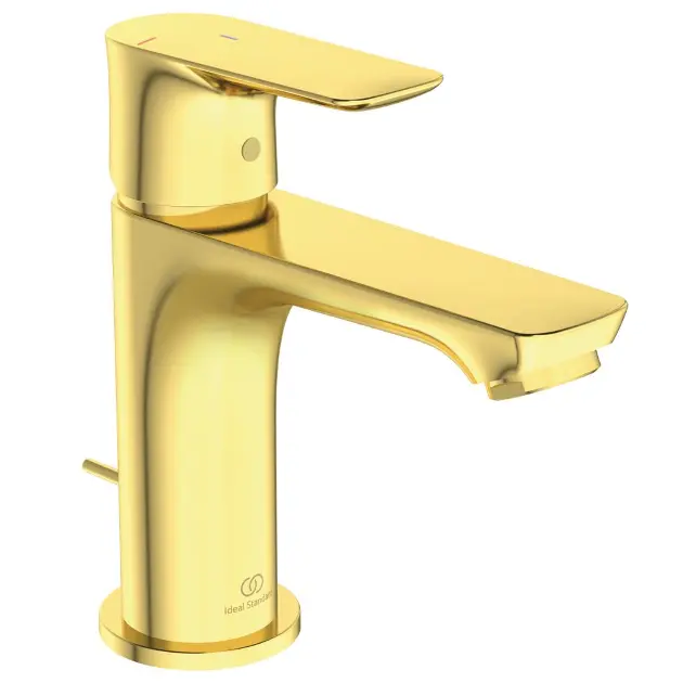 Ideal Standard Connect Air - Miscelatore da lavabo Slim con sistema di scarico, BlueStart, Brushed Gold A7008A2