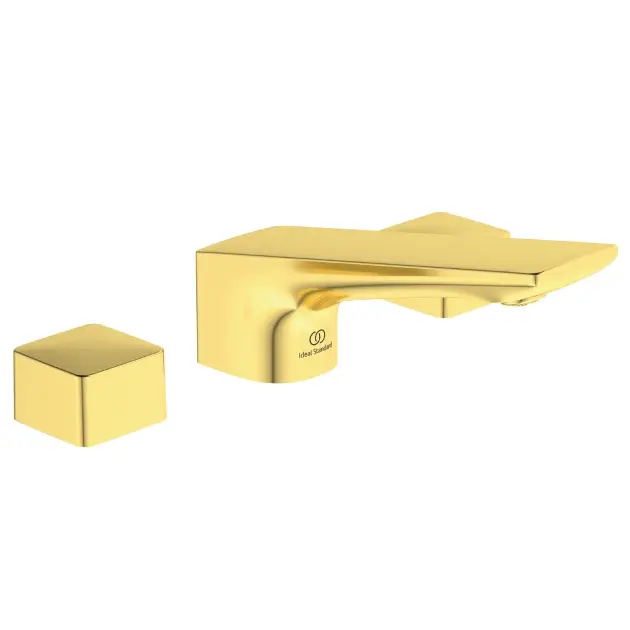 Levně Ideal Standard Conca Tap - Umyvadlová baterie, 3-otvorová instalace, s výpustí, Brushed Gold BC759A2
