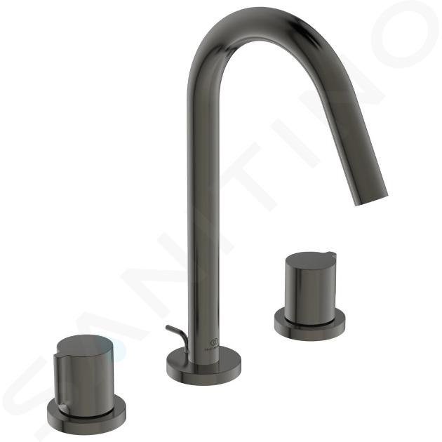 Ideal Standard Joy - Miscelatore da lavabo, montaggio a 3 fori, con sistema di scarico, Magnetic Grey BC783A5